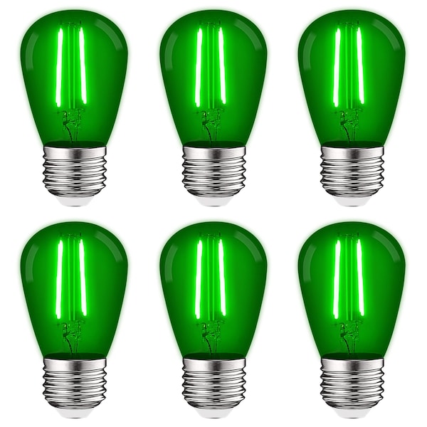 Luxrite S14 LED Edison Green Light Bulbs 0.5W Colored Bulb for String Lights E26 Base, 6PK LR21732-6PK - main